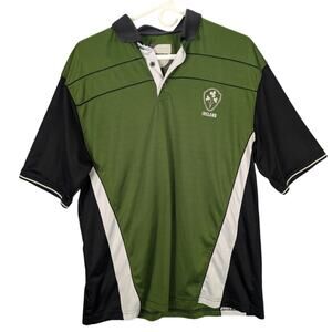 Nephin Peaks Shirt Mens Large Green Black White Polo Ireland Golf Preppy Work